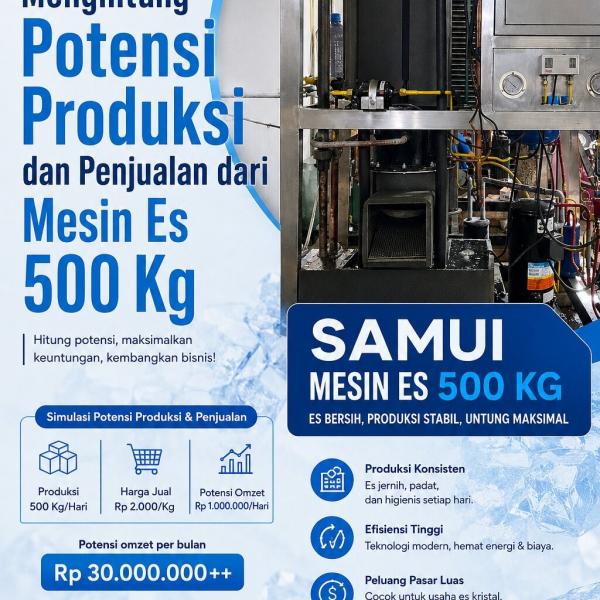 Menghitung Potensi Produksi dan Penjualan dari Mesin Es 500 Kg